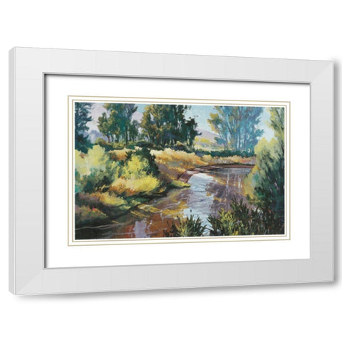 Lazy Stream White Modern Wood Framed Art Print with Double Matting by Unknown