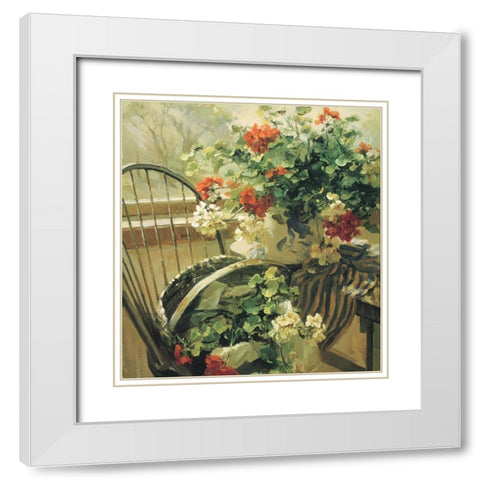 Chair Floral I White Modern Wood Framed Art Print with Double Matting by Unknown