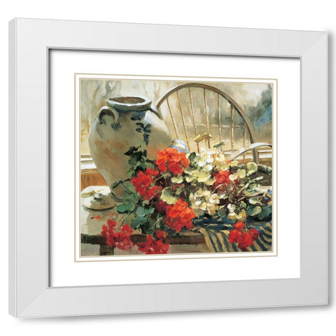Chair Floral II White Modern Wood Framed Art Print with Double Matting by Unknown