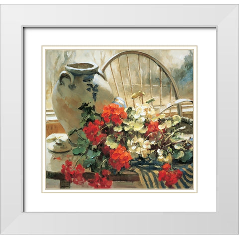 Chair Floral II White Modern Wood Framed Art Print with Double Matting by Unknown