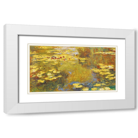 Water Lilys White Modern Wood Framed Art Print with Double Matting by Unknown