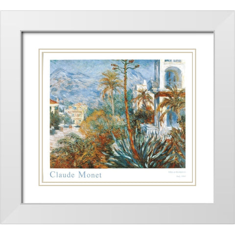 Bordighera White Modern Wood Framed Art Print with Double Matting by Monet, Claude