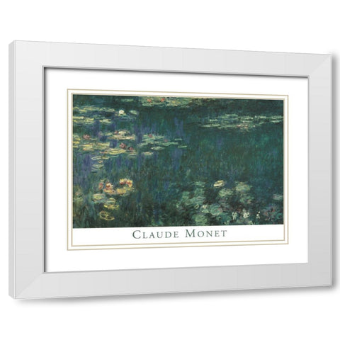 Water Lilies White Modern Wood Framed Art Print with Double Matting by Monet, Claude