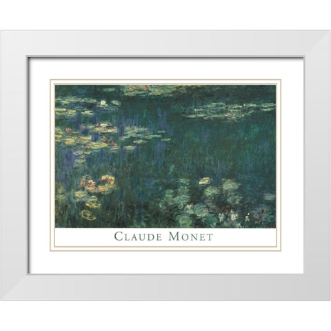 Water Lilies White Modern Wood Framed Art Print with Double Matting by Monet, Claude