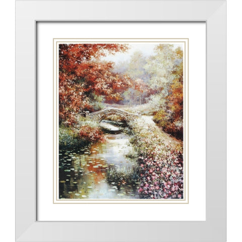 Stone Bridge White Modern Wood Framed Art Print with Double Matting by Unknown