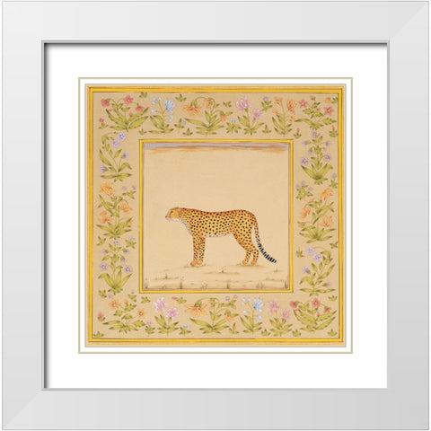 Leopard White Modern Wood Framed Art Print with Double Matting by Unknown