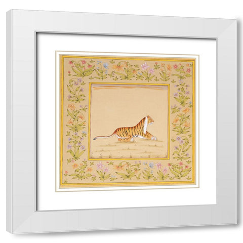 Tiger White Modern Wood Framed Art Print with Double Matting by Unknown