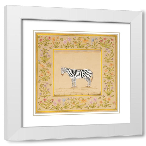 Zebra White Modern Wood Framed Art Print with Double Matting by Unknown