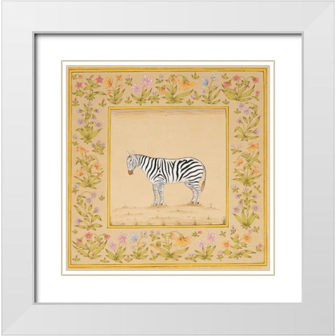 Zebra White Modern Wood Framed Art Print with Double Matting by Unknown