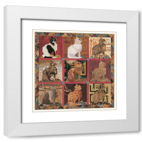 Tapestry of Cats White Modern Wood Framed Art Print with Double Matting by Unknown