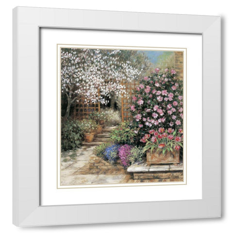 Garden Paradise White Modern Wood Framed Art Print with Double Matting by Unknown