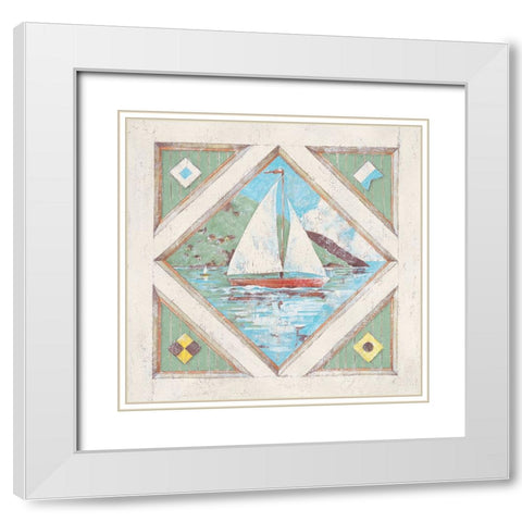 Sailboat I White Modern Wood Framed Art Print with Double Matting by Unknown