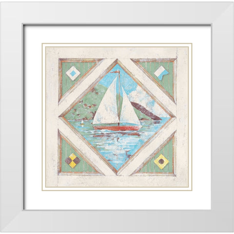 Sailboat I White Modern Wood Framed Art Print with Double Matting by Unknown