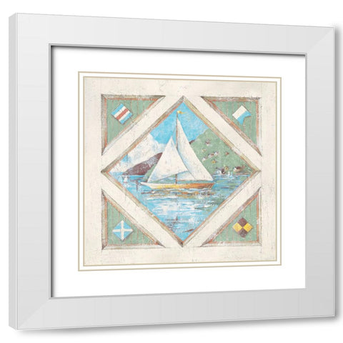 Sailboat II White Modern Wood Framed Art Print with Double Matting by Unknown