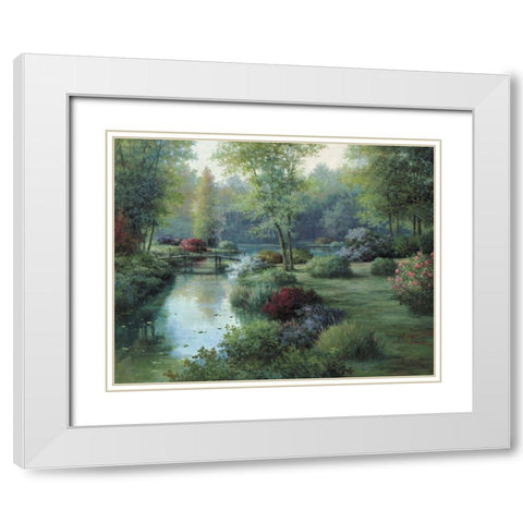 Small Bridge White Modern Wood Framed Art Print with Double Matting by Unknown