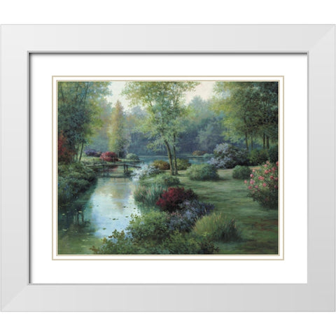 Small Bridge White Modern Wood Framed Art Print with Double Matting by Unknown