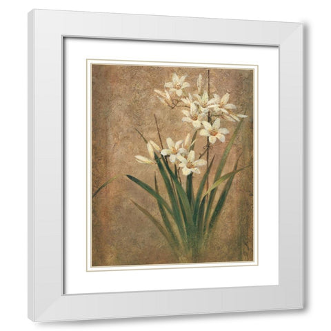 White Lilies II White Modern Wood Framed Art Print with Double Matting by Unknown