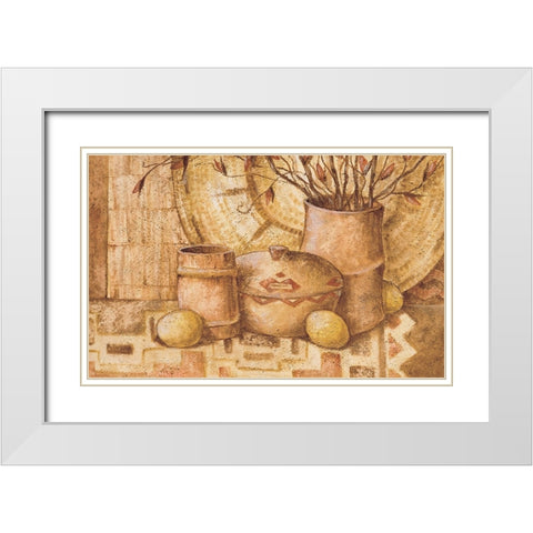 Indian Pottery I White Modern Wood Framed Art Print with Double Matting by Unknown
