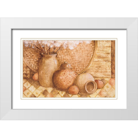 Indian Pottery II White Modern Wood Framed Art Print with Double Matting by Unknown