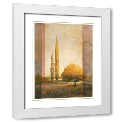 Golden Trees I White Modern Wood Framed Art Print with Double Matting by Unknown