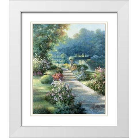 Garden Stone Path I White Modern Wood Framed Art Print with Double Matting by Unknown
