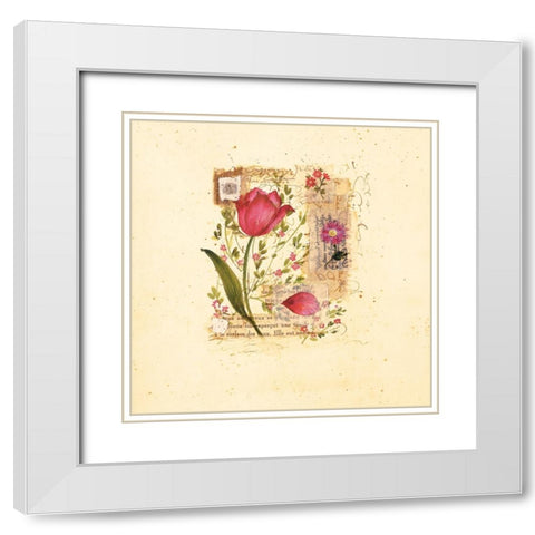 Parisian Tulip II White Modern Wood Framed Art Print with Double Matting by Unknown
