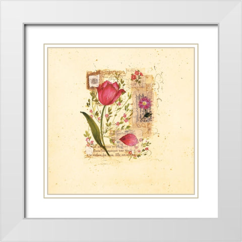Parisian Tulip II White Modern Wood Framed Art Print with Double Matting by Unknown