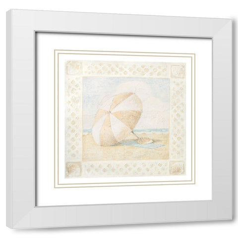 Beach Umbrella II White Modern Wood Framed Art Print with Double Matting by Unknown