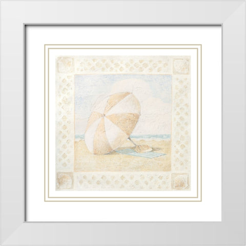 Beach Umbrella II White Modern Wood Framed Art Print with Double Matting by Unknown