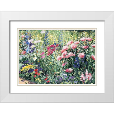 French Garden II White Modern Wood Framed Art Print with Double Matting by Unknown