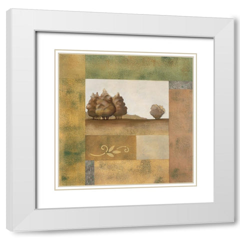 Golden Trees I White Modern Wood Framed Art Print with Double Matting by Unknown