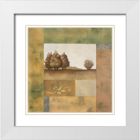 Golden Trees I White Modern Wood Framed Art Print with Double Matting by Unknown
