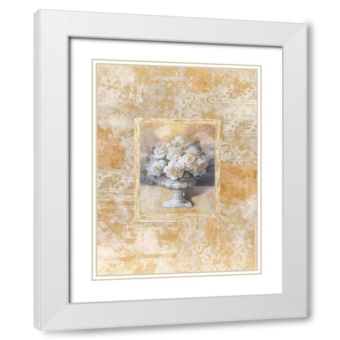 White Rose DamasqueI White Modern Wood Framed Art Print with Double Matting by Unknown