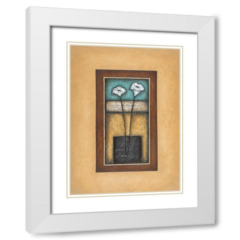Lilies in Vase White Modern Wood Framed Art Print with Double Matting by Unknown
