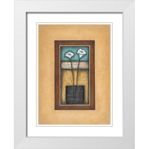 Lilies in Vase White Modern Wood Framed Art Print with Double Matting by Unknown
