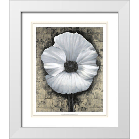 Poppies II White Modern Wood Framed Art Print with Double Matting by Unknown