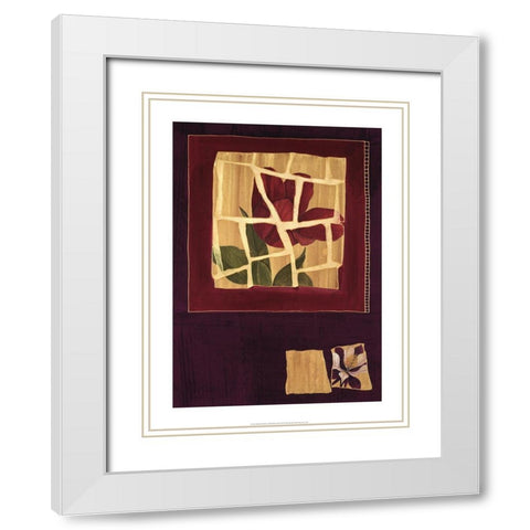 Floral Mosaic White Modern Wood Framed Art Print with Double Matting by Unknown