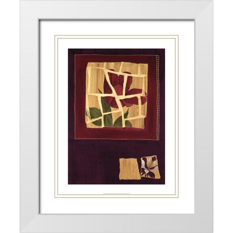 Floral Mosaic White Modern Wood Framed Art Print with Double Matting by Unknown