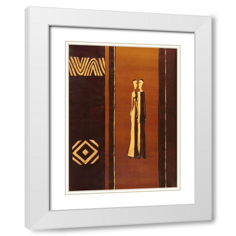 African Couple White Modern Wood Framed Art Print with Double Matting by Unknown