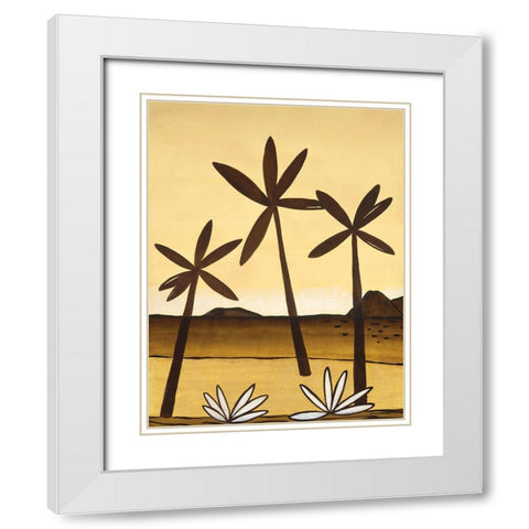Palm Trees White Modern Wood Framed Art Print with Double Matting by Unknown