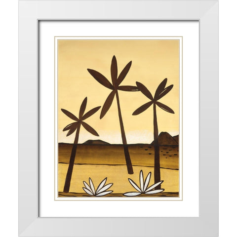 Palm Trees White Modern Wood Framed Art Print with Double Matting by Unknown