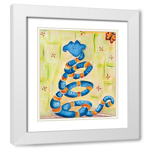 Snakey White Modern Wood Framed Art Print with Double Matting by Unknown