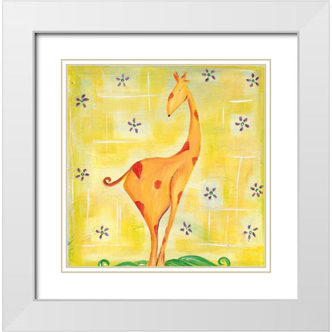 Giraffey White Modern Wood Framed Art Print with Double Matting by Unknown