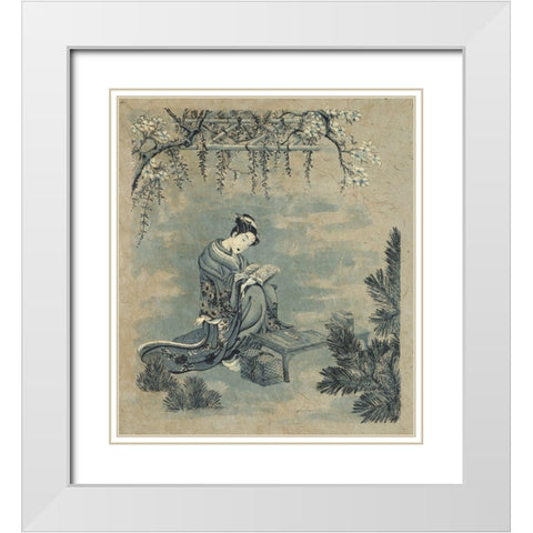 Japanese Garden I White Modern Wood Framed Art Print with Double Matting by Unknown