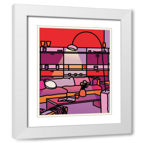 Colorful II White Modern Wood Framed Art Print with Double Matting by Unknown