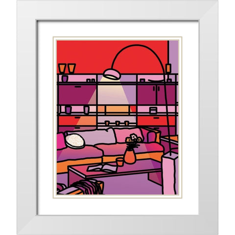 Colorful II White Modern Wood Framed Art Print with Double Matting by Unknown