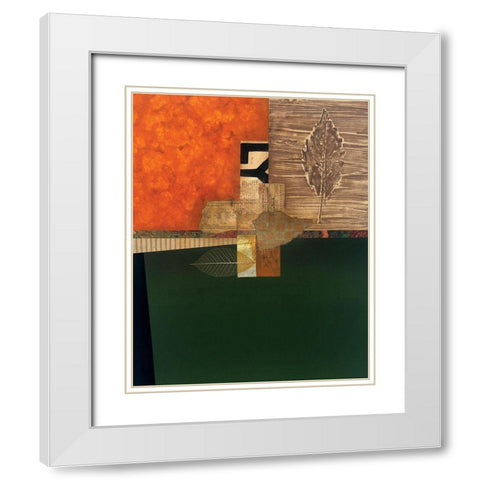 Golden Leaf I White Modern Wood Framed Art Print with Double Matting by Unknown