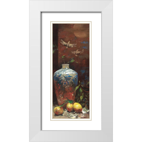Oriental Vase Panel I White Modern Wood Framed Art Print with Double Matting by Unknown