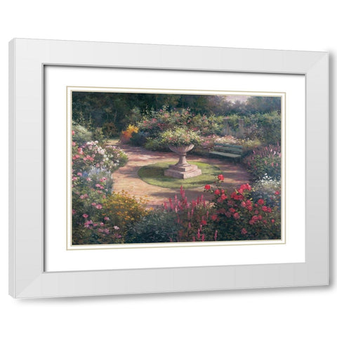 Garden Pedestal White Modern Wood Framed Art Print with Double Matting by Unknown