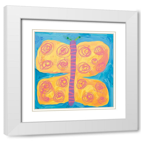 Butterfly White Modern Wood Framed Art Print with Double Matting by Unknown